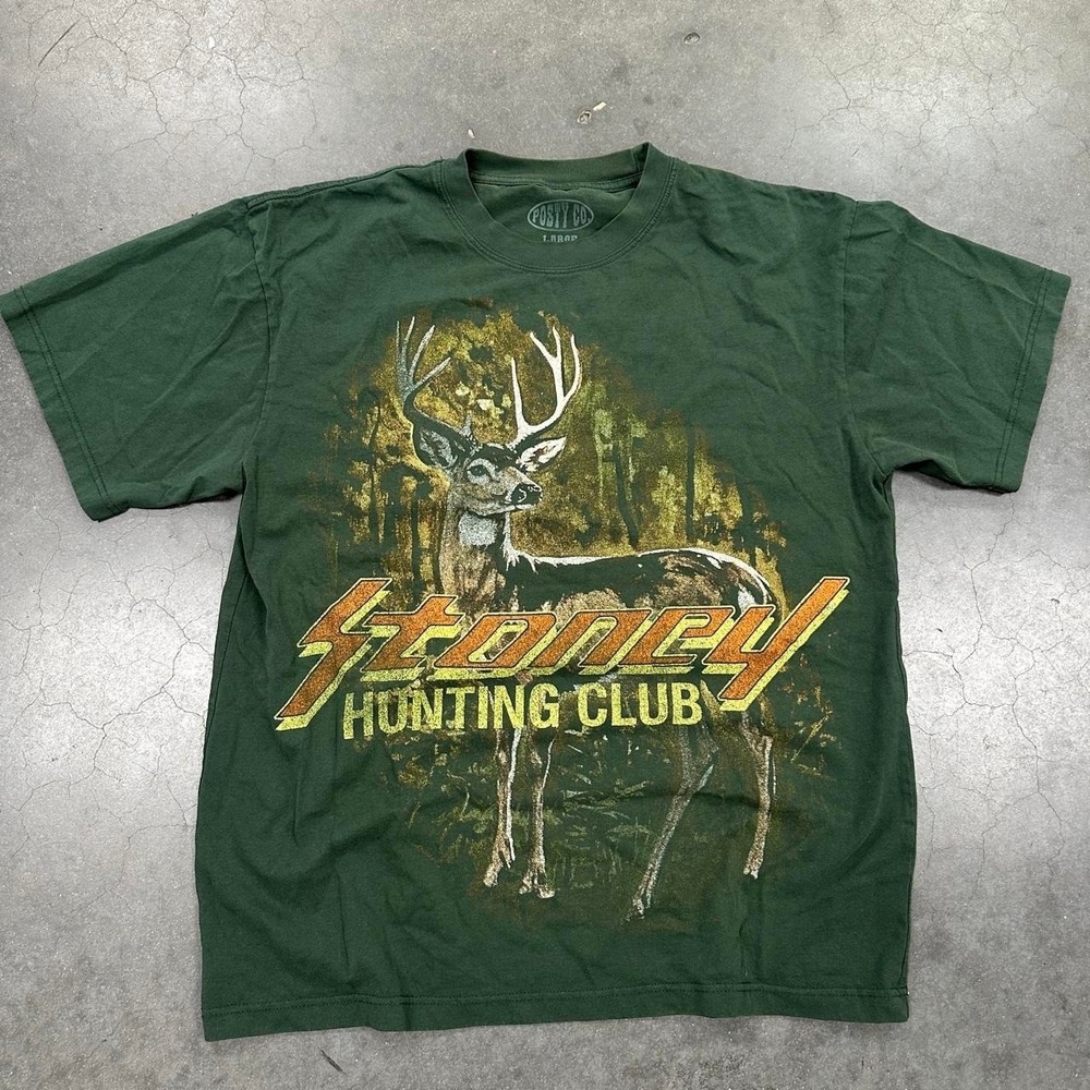 *SOLD* Post Malone Stoney Hunting Club Big Ass Stadium Tour green T-Shirt Siz
